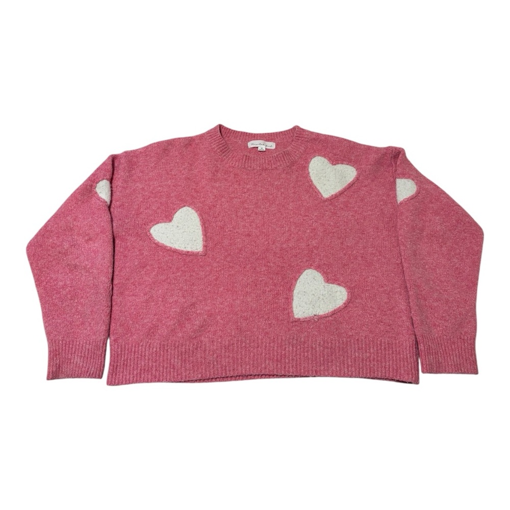 Thread & Flourish Pink Heart Sweater - Medium